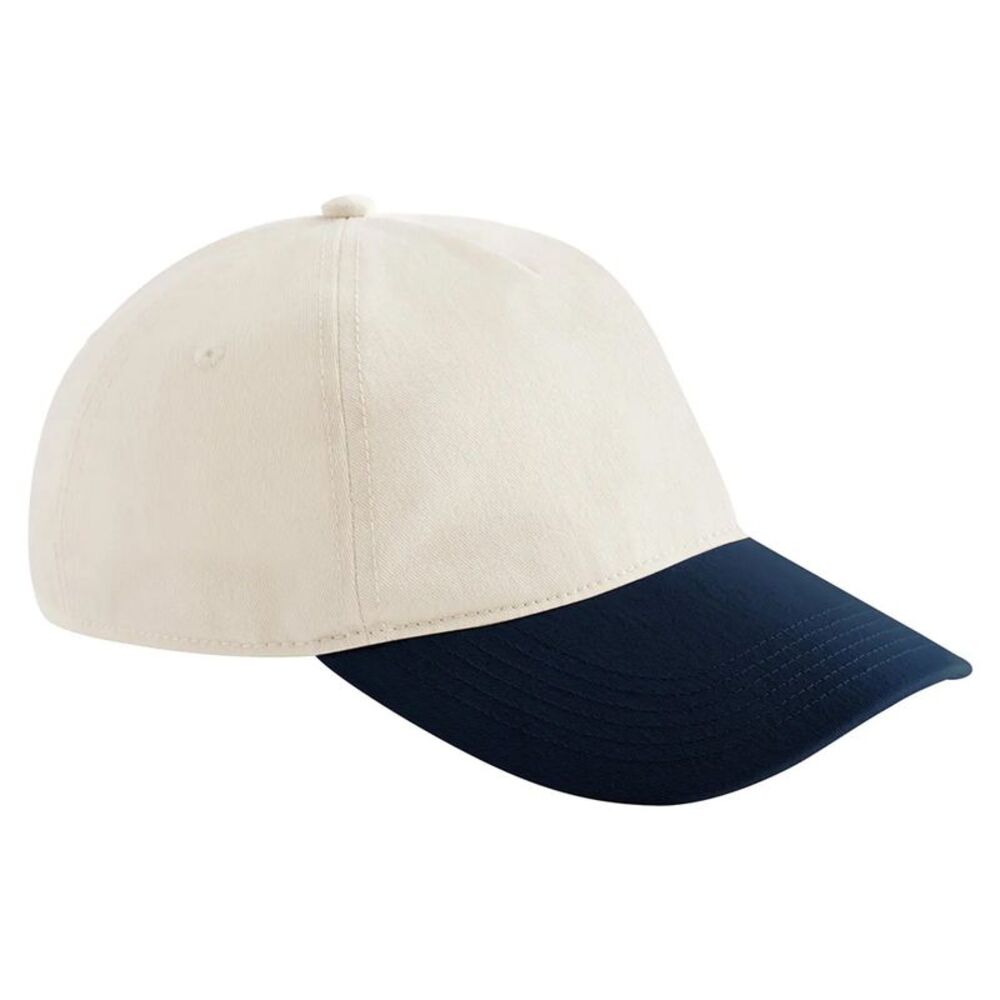 Beechfield Leisure Contrast Peak Baseball Cap / Natural/French Navy